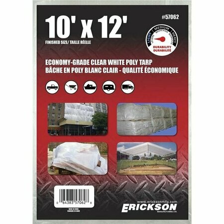 ERICKSON MANUFACTURING 10 ft x 12 ft Tarp, White 57062